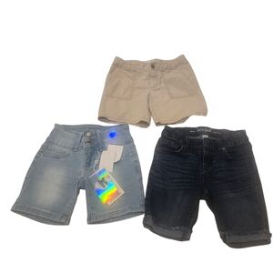Stylish Kids Denim Shorts Set - Blue, Black, Tan Size 7